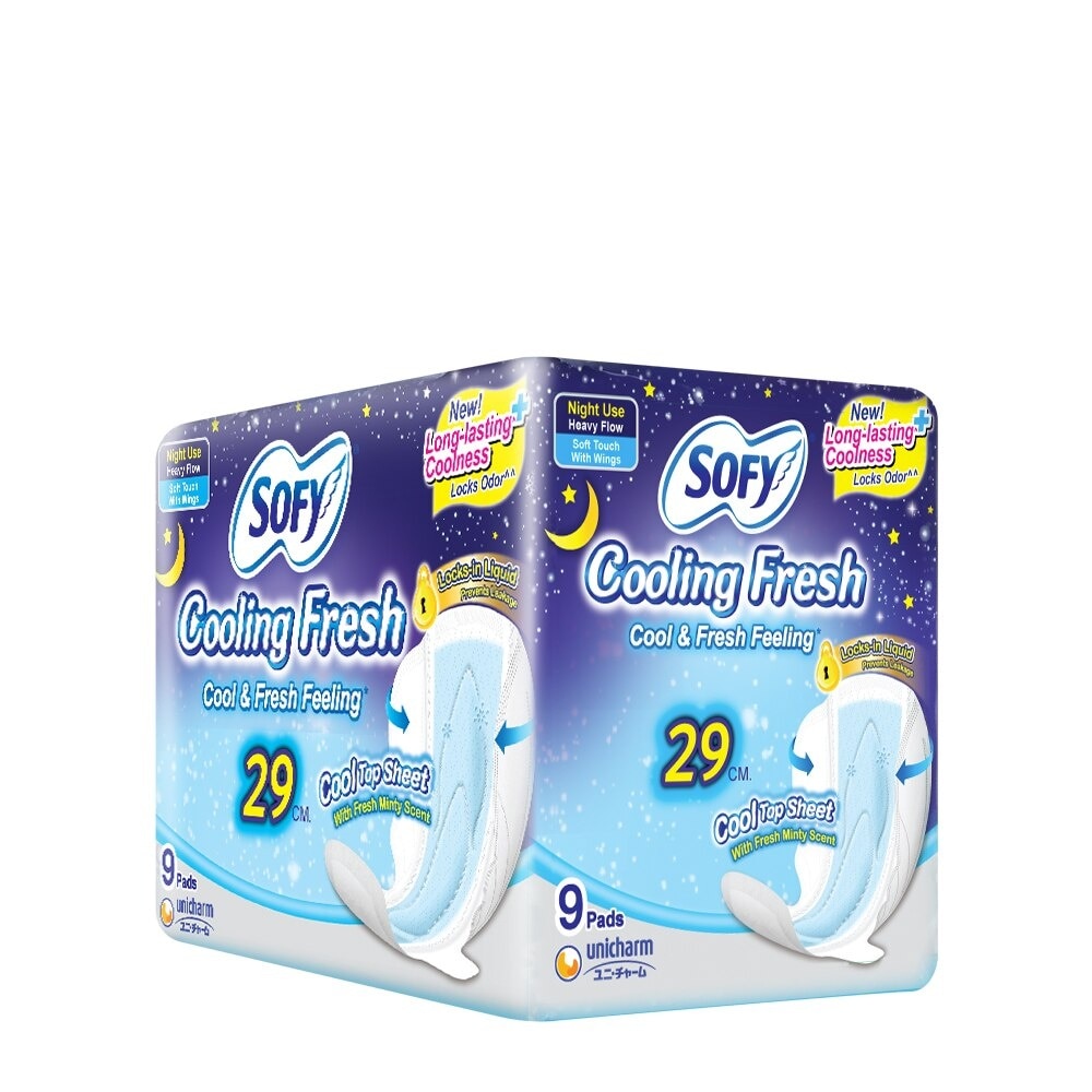 SOFY Cooling Fresh Night Slim Wing 29 cm - 9 pads