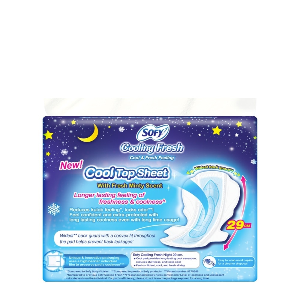 SOFY Cooling Fresh Night Slim Wing 29 cm - 9 pads