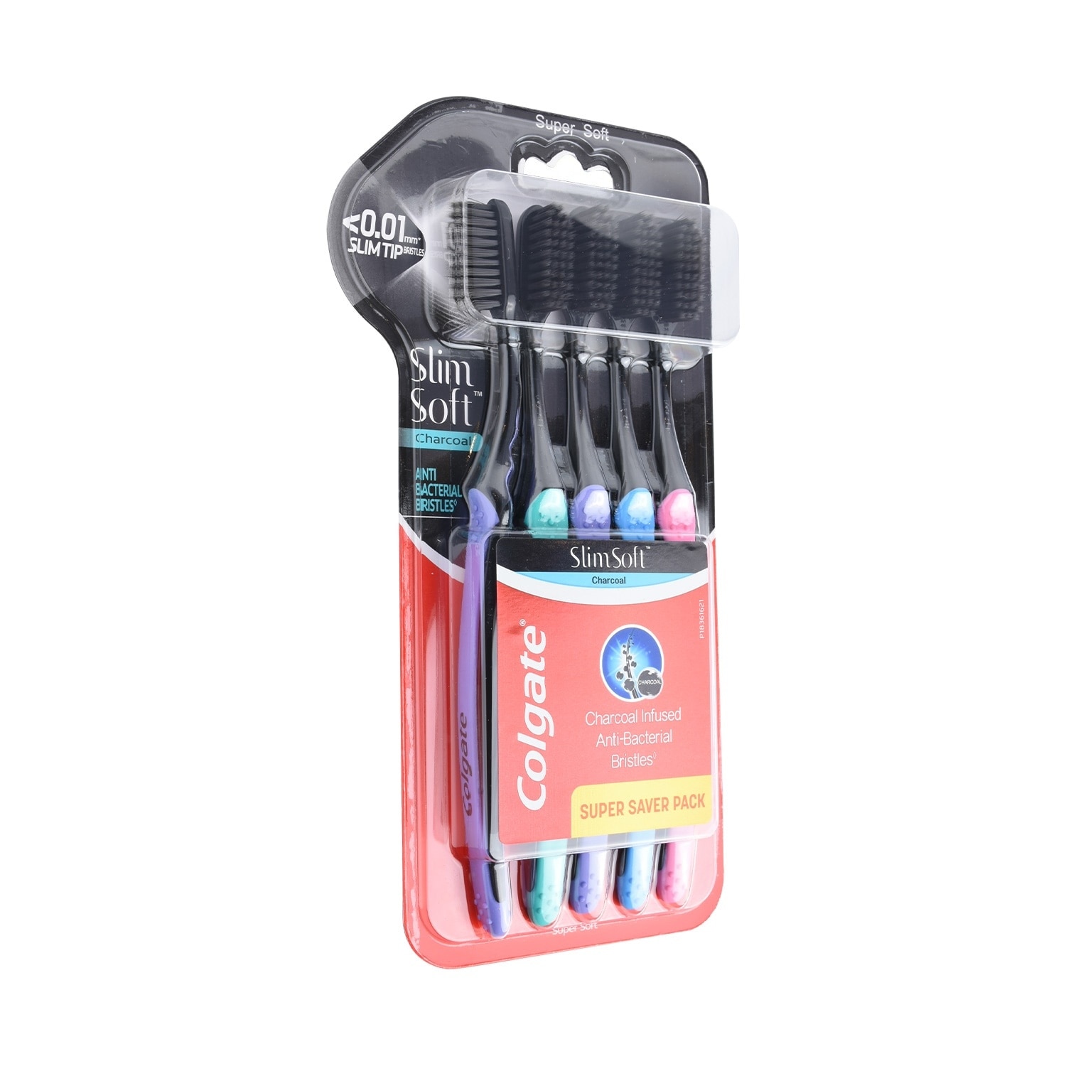 Slim Soft Charcoal Toothbrush 3+2 Super Saver Pack