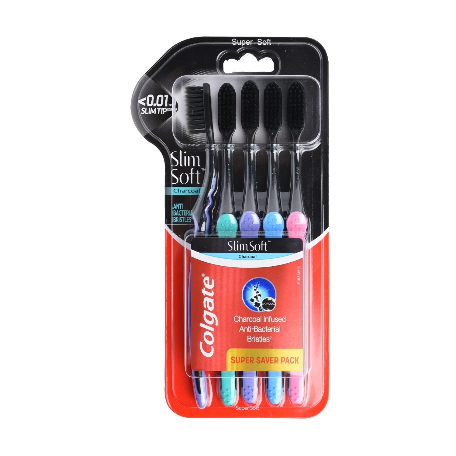 Slim Soft Charcoal Toothbrush 3+2 Super Saver Pack