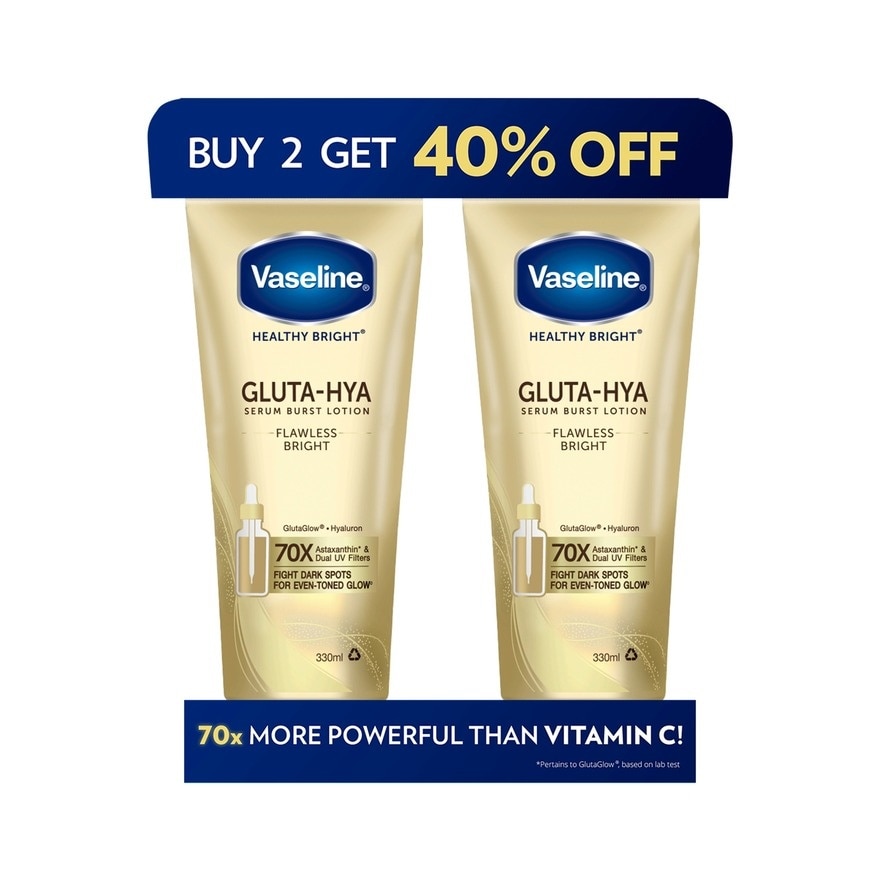 VASELINE Healthy Bright Gluta-Hya Serum Burst Lotion Flawless Bright Bundle 330ml