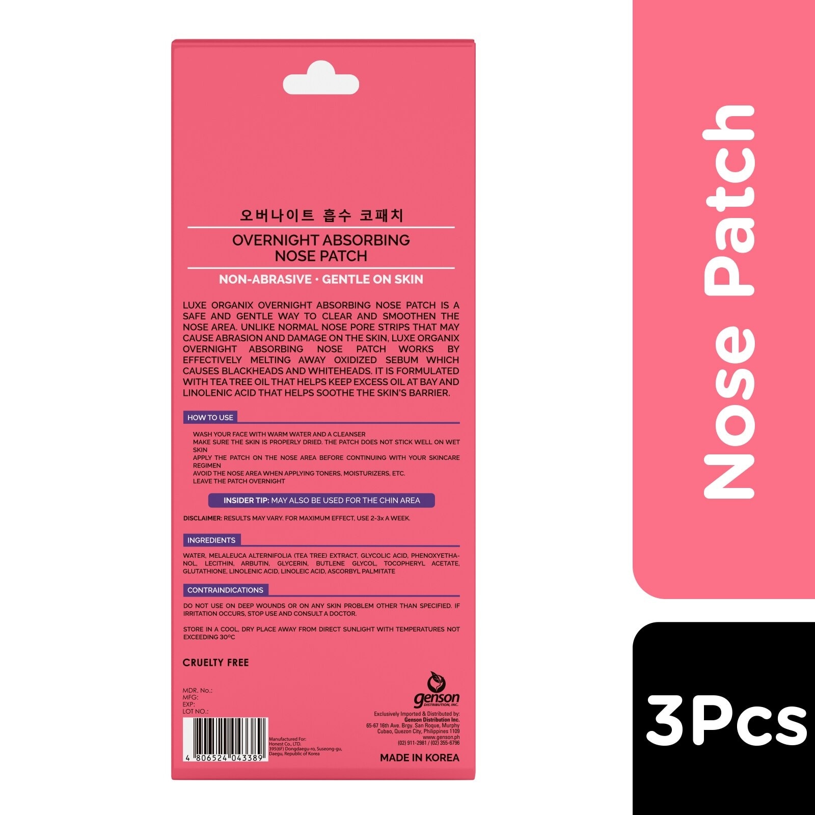 Luxe Organix Hydrocolloid Overnight Nose Patch 3s