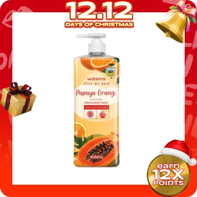 WATSONS Love My Skin Cream Body Wash Papaya and Orange 1L
