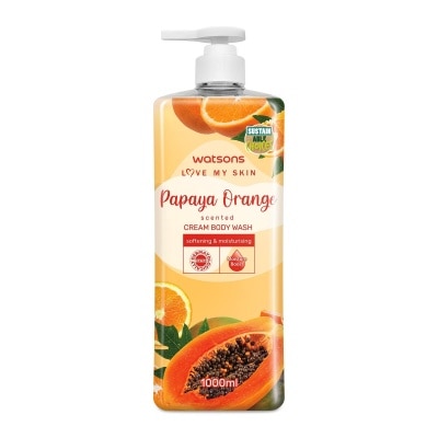 WATSONS Love My Skin Cream Body Wash Papaya and Orange 1L