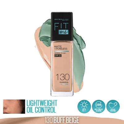 MAYBELLINE Fit Me Matte + Poreless Liquid Foundation [with SPF 22 PA++] - 130 Buff Beige 30ml