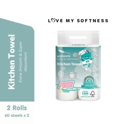 WATSONS Kitchen Towel 2ply 60 sheets x 2 Rolls