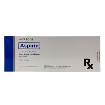 WATSONS GENERICS, Aspirin 80 mg 1 Enteric-Coated Tablet (sold per piece ...