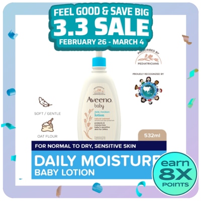 AVEENO Aveeno Daily Moisture Lotion 532ml - Newborn, For Sensitive Baby Skin, Baby Body Lotion