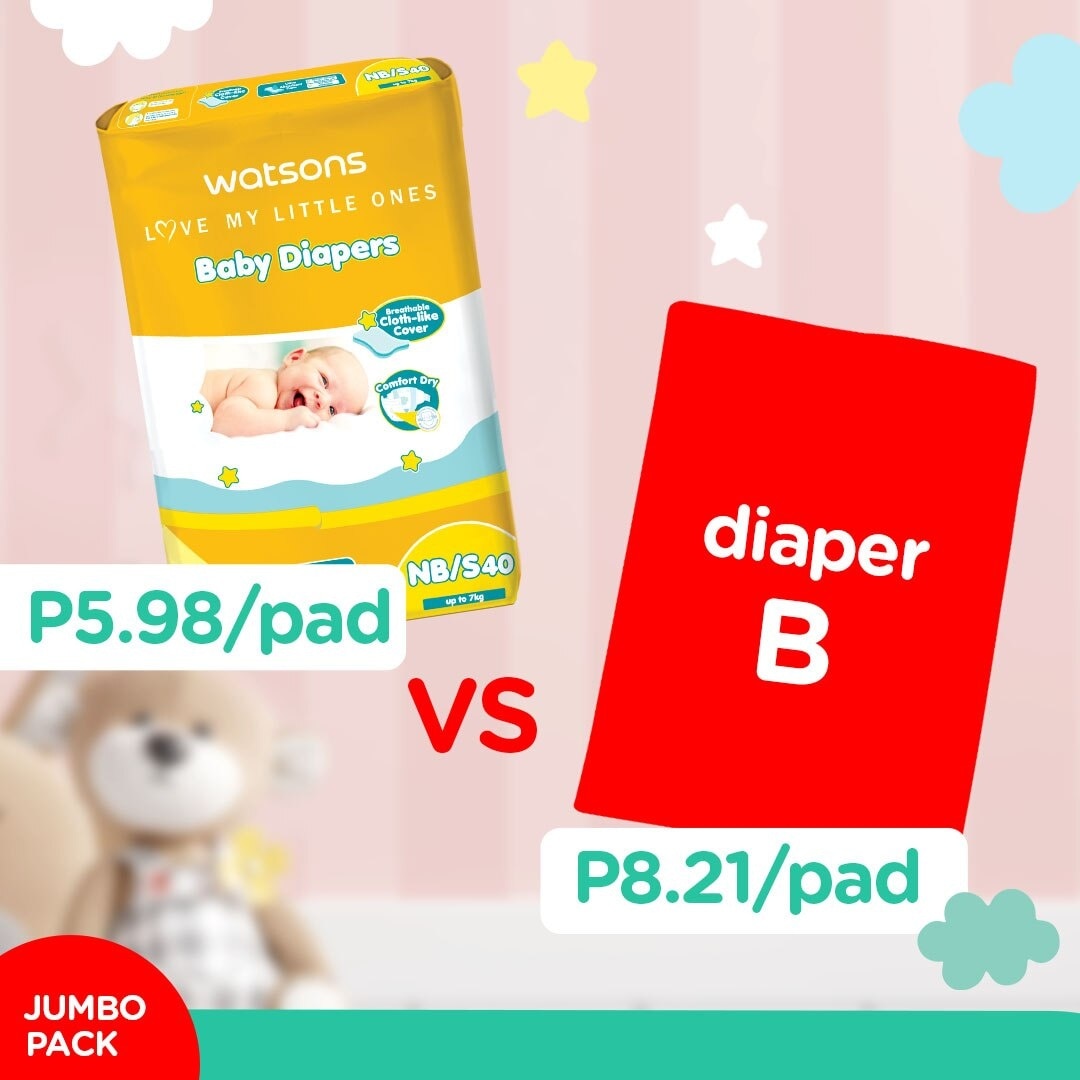 WATSONS Baby Diaper Tape NB/Small 40s Jumbo Pack