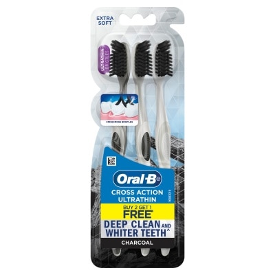 ORAL B Cross Action Ultrathin Charcoal Toothbrush 3s
