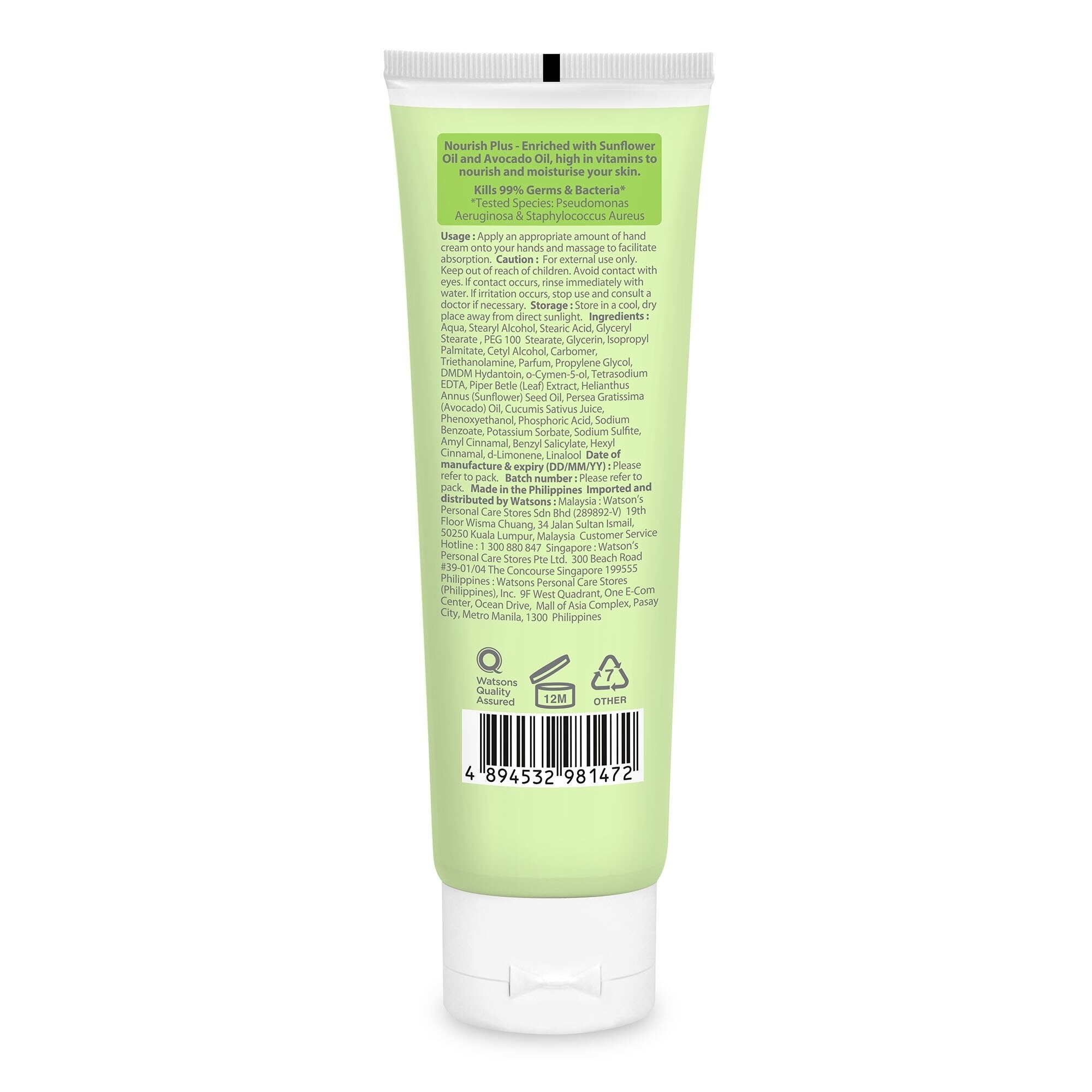 Antibacterial Hydrating Cucumber Hand Cream 30ml