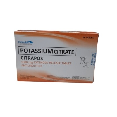 CITRAPOS CITRAPOS Potassium Citrate 1080 mg 1 Extended-Release Tablet (Sold per piece) [PRESCRIPTION REQUIRED]