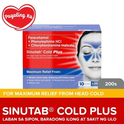 SINUTAB Sinutab Cold PlusTablets 200s - Paracetamol for fever, Colds