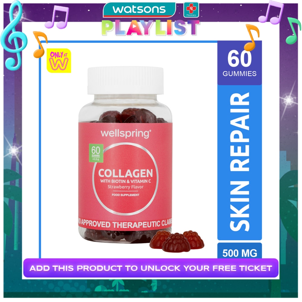 WELLSPRING Colla Vitamin C Biotin Gum x 60 Gummies