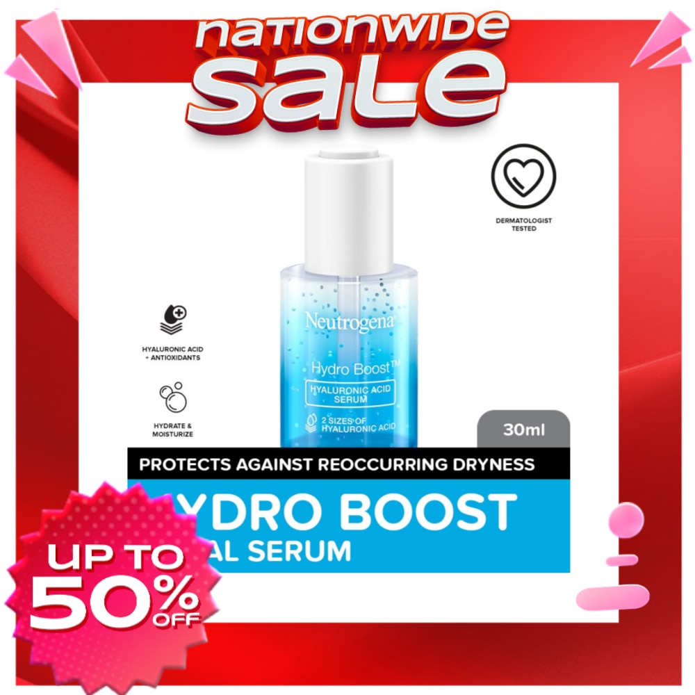 Neutrogena Hydro Boost Hyaluronic Acid Serum 30ml - Face Serum w/ HA + Vit B5, for All Skin Types