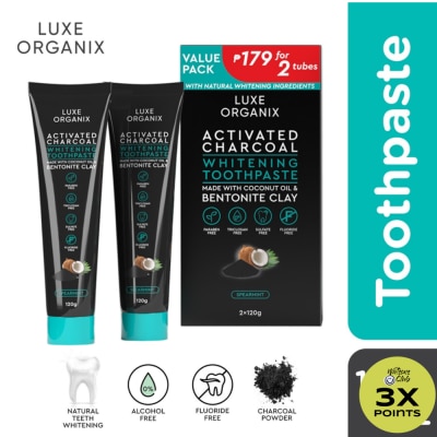LUXE ORGANIX Activated Charcoal Toothpaste Value Pack 120g x 2
