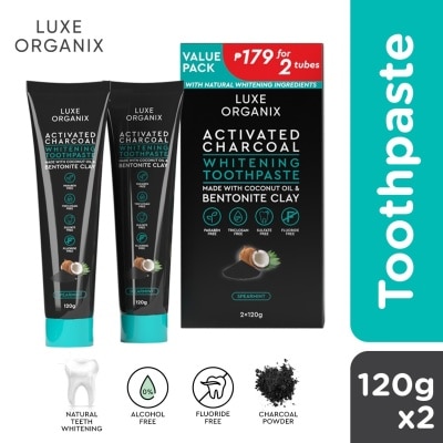 LUXE ORGANIX Activated Charcoal Toothpaste Value Pack 120g x 2