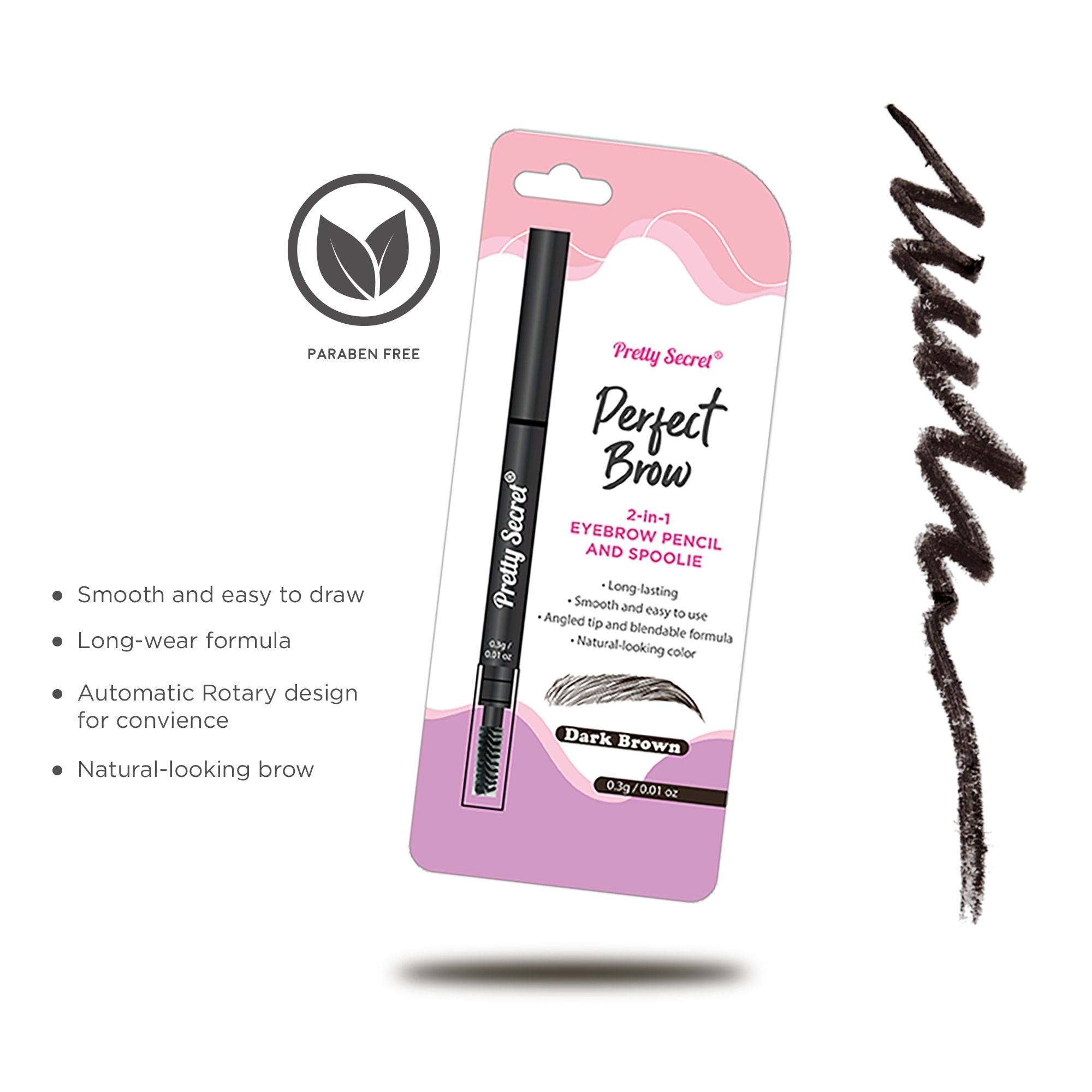 2-in-1 Eyebrow Pencil and Spoolie 0.3G - Dark Brown