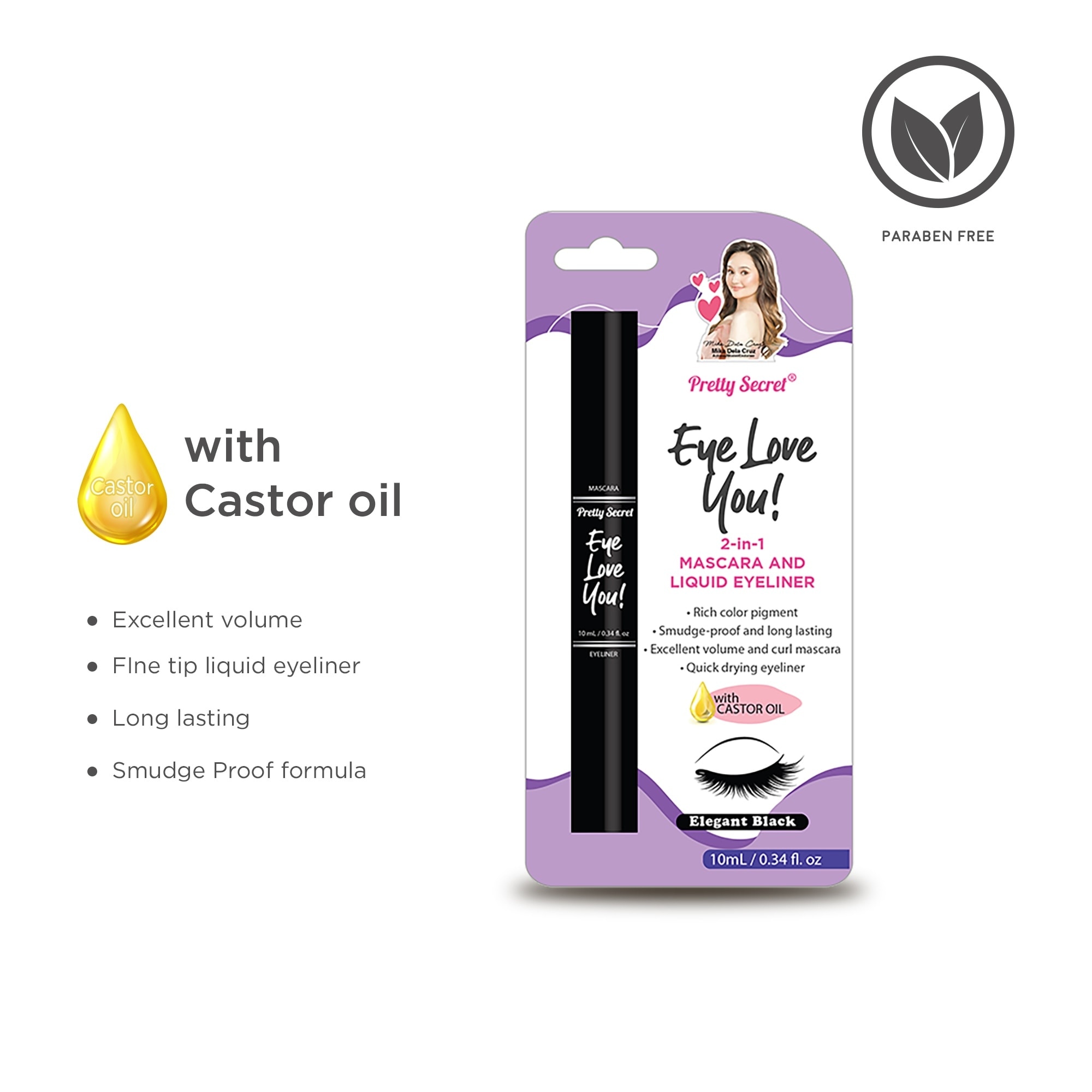 2-in-1 Mascara and Liquid Eyeliner 10ML - Elegant Black