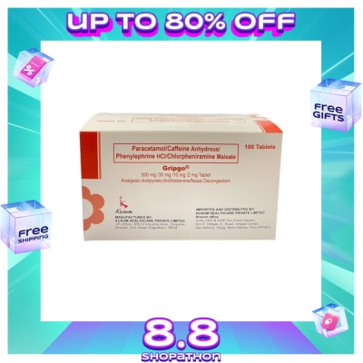 GRIPGO Gripgo Paracetamol + Caffeine Anhydrous + Phenylephrine HCI + Chloropheniramine Maleate 1 Tablet