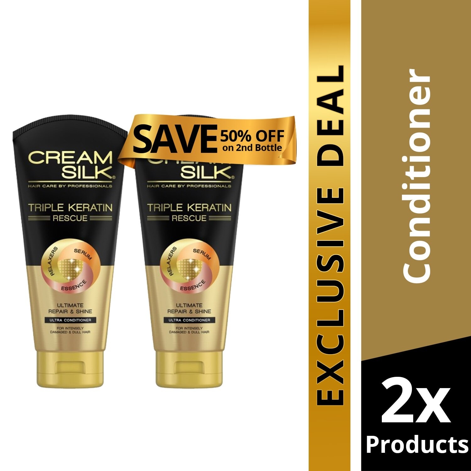 Creamsilk Triple Keratin Rescue Ultimate Repair and Shine 340ML, Get 2nd at 50% OFF Promo Pack