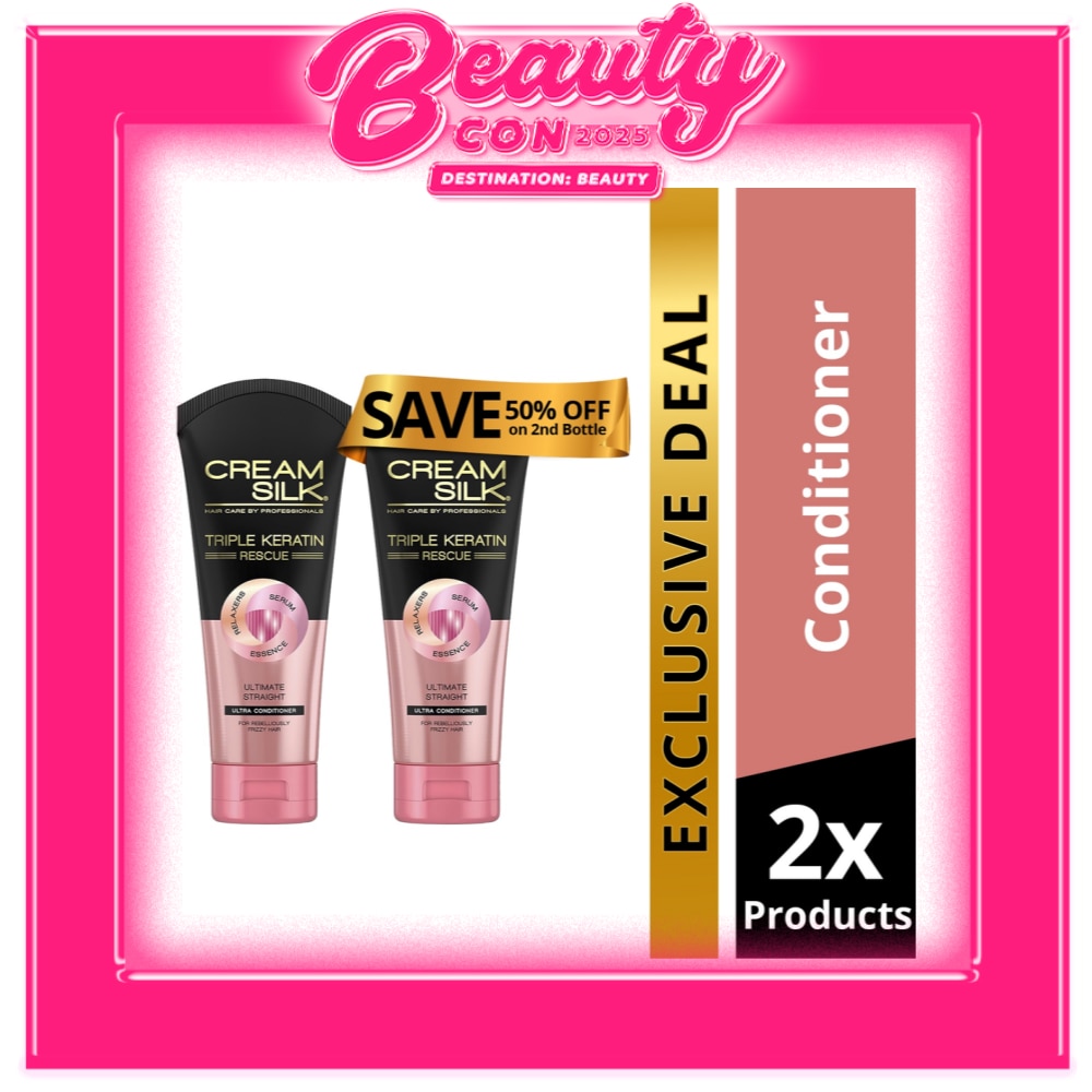 Creamsilk Triple Keratin Rescue Ultimate Straight 170ML, Get 2nd at 50% OFF Promo Pack
