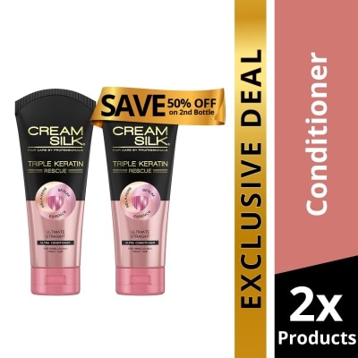 CREAMSILK Creamsilk Triple Keratin Rescue Ultimate Straight 170ML, Get 2nd at 50% OFF Promo Pack