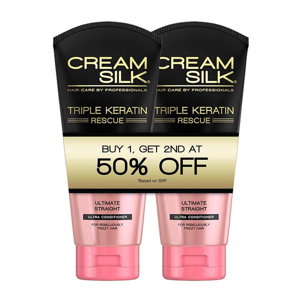 Creamsilk Triple Keratin Rescue Ultimate Straight 340ML, Get 2nd at 50% OFF Promo Pack