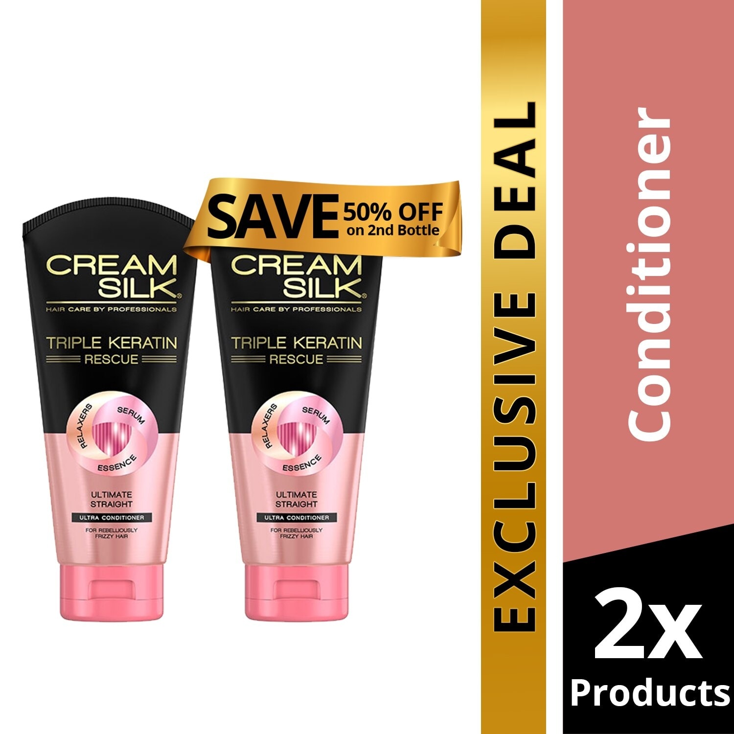 Creamsilk Triple Keratin Rescue Ultimate Straight 340ML, Get 2nd at 50% OFF Promo Pack