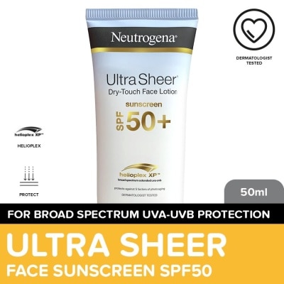 NEUTROGENA Neutrogena Ultra Sheer Dry-Touch Face Sunscreen SPF50 50ml- Light + Non-Sticky, Water Resistant