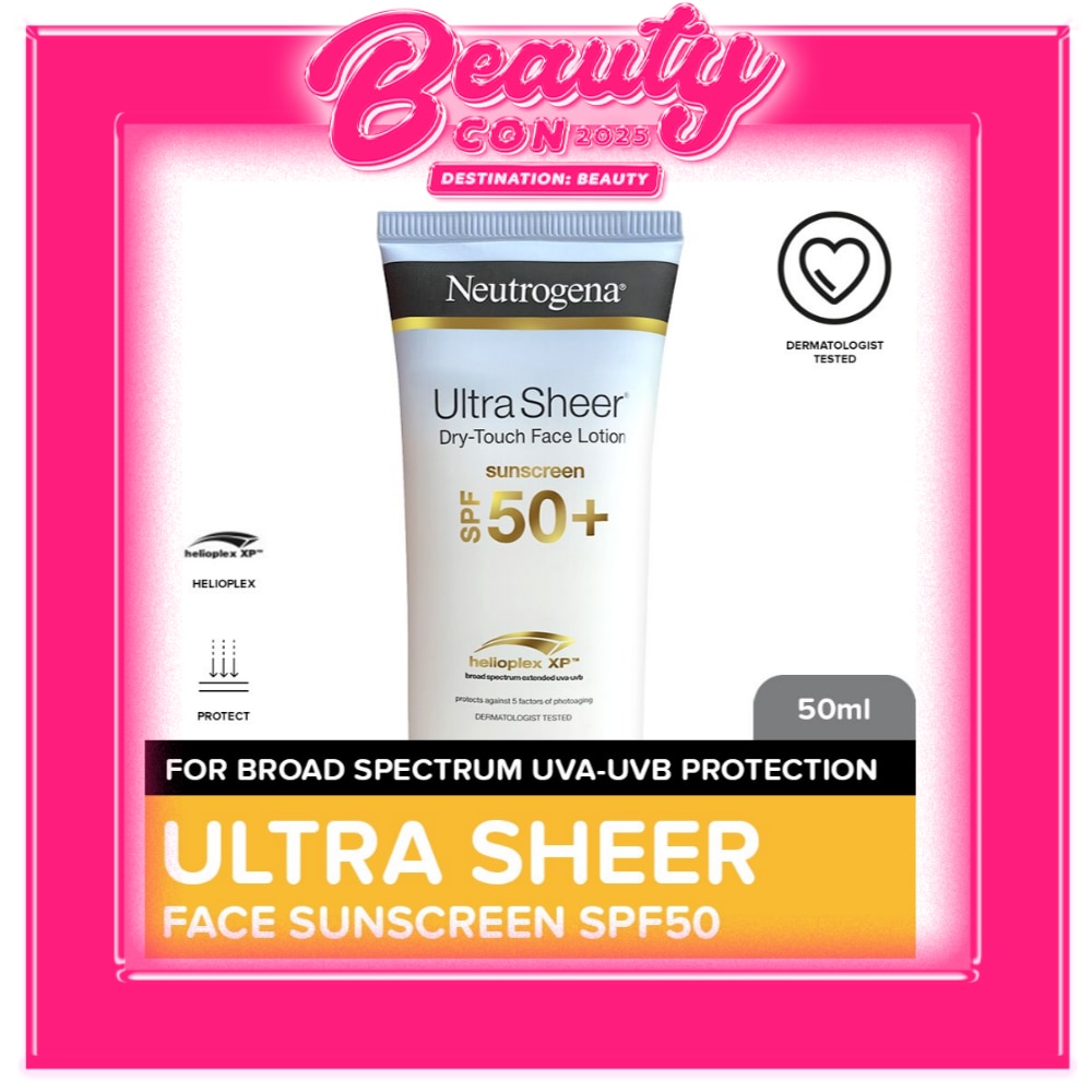 Neutrogena Ultra Sheer Dry-Touch Face Sunscreen SPF50 50ml- Light + Non-Sticky, Water Resistant
