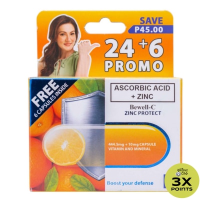 BEWELL C BEWELL C Zinc Protect (Ascorbic Acid + Zinc) 24+6 Capsules Promo Pack