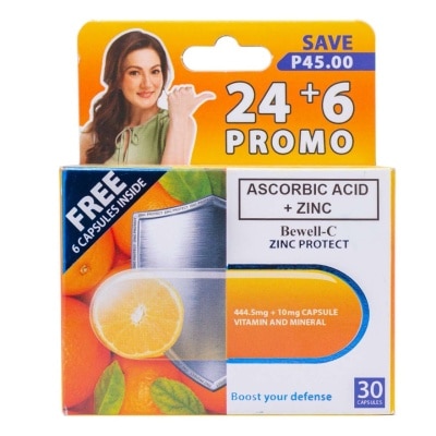 BEWELL C BEWELL C Zinc Protect (Ascorbic Acid + Zinc) 24+6 Capsules Promo Pack