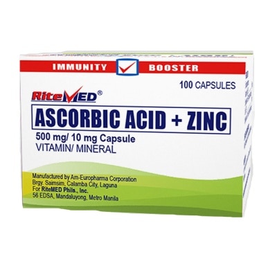 RITEMED Ascorbic Acid + Zinc 500mg 1 Capsule [SOLD PER PIECE]