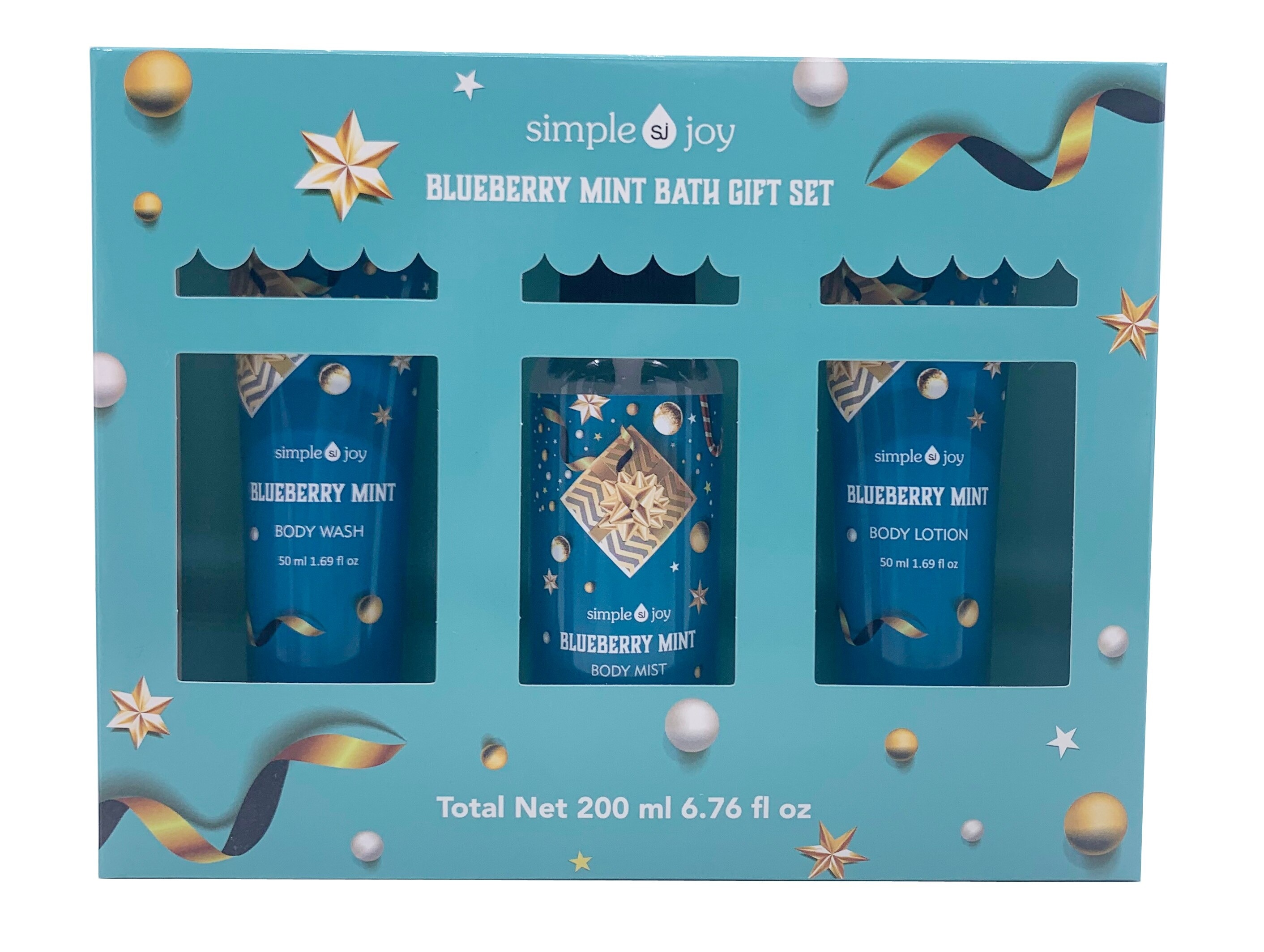 SIMPLE JOY Blueberry Mint Body Mist 100ml + Body Wash 50ml + Body Lotion 50ml