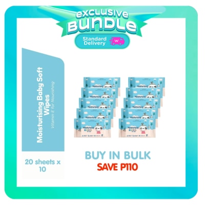 WATSONS - WATSONS Moisturizing Baby Soft Wipes 20 Sheets 10s