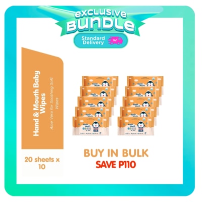 WATSONS - WATSONS Hand And Mouth Baby Soft Wipes 20 Sheets 10s