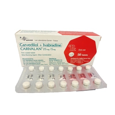 CARIVALAN Carvedilol 25 mg+ Ivabradine hydrochloride 5mg 1 Film-Coated Tablet (sold per piece) [PRESCRIPTION REQUIRED]