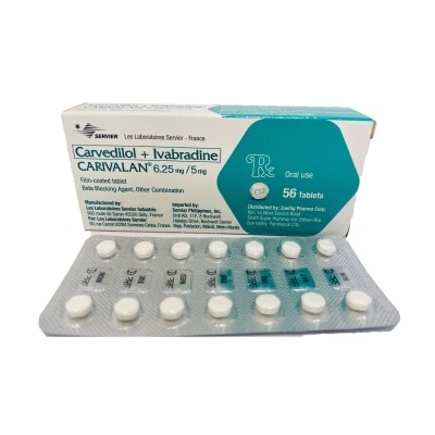 CARIVALAN Carvedilol 6.25 mg + Ivabradine hydrochloride 5mg 1 Film-Coated Tablet (sold per piece) [PRESCRIPTION REQUIRED]