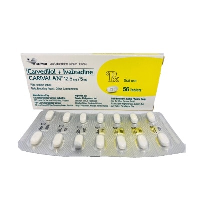 CARIVALAN Carvedilol 12.5 mg+ Ivabradine hydrochloride 5mg 1 Film-Coated Tablet (sold per piece) [PRESCRIPTION REQUIRED]