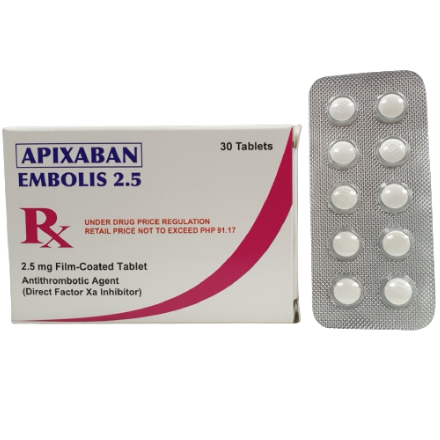2.5mg FCT Antithrombotic Agent (Direct Factor Xa Inhibitor) Sold Per Piece [PRESCRIPTION REQUIRED]