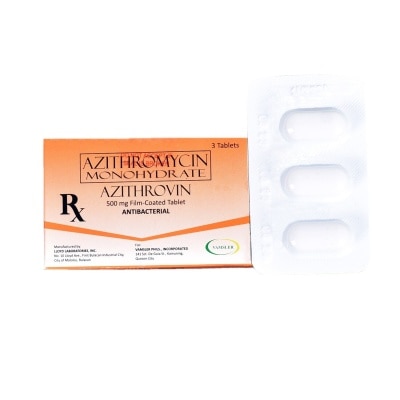 AZITHROVIN Azithromycin (as monohydrate) 500mg 1 Film-Coated Tablet (sold per piece) [PRESCRIPTION REQUIRED]