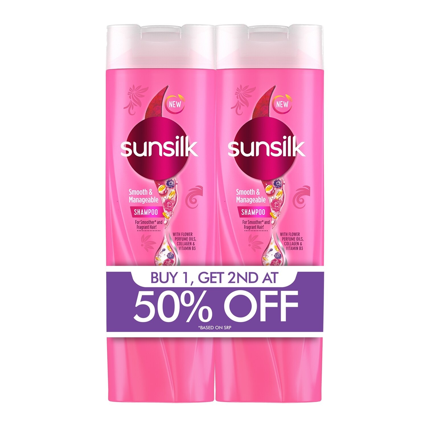 SUNSILK Pink Smooth & Manageable 350ML BUY 1 GET 2ND AT 50% OFF