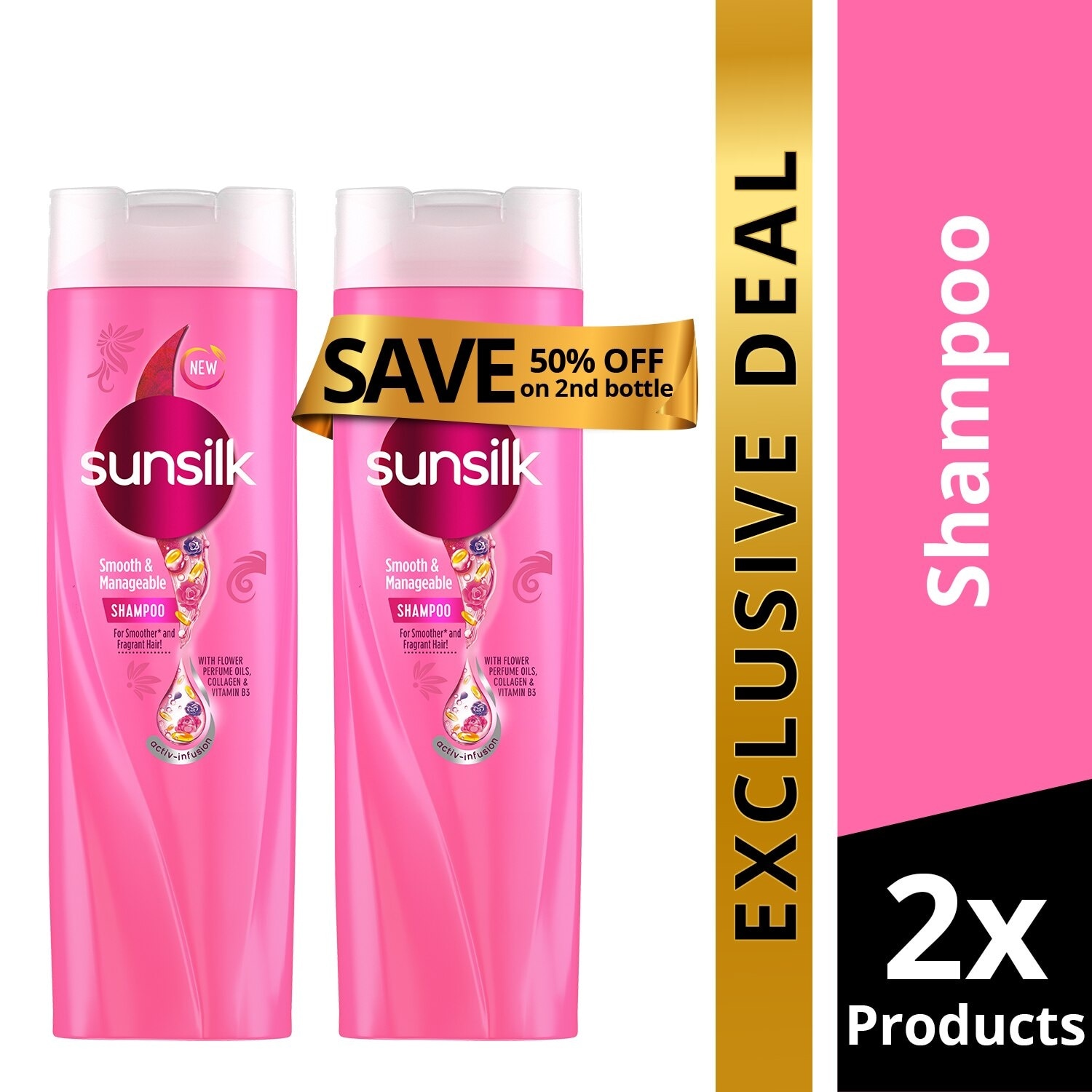 SUNSILK Pink Smooth & Manageable 350ML BUY 1 GET 2ND AT 50% OFF