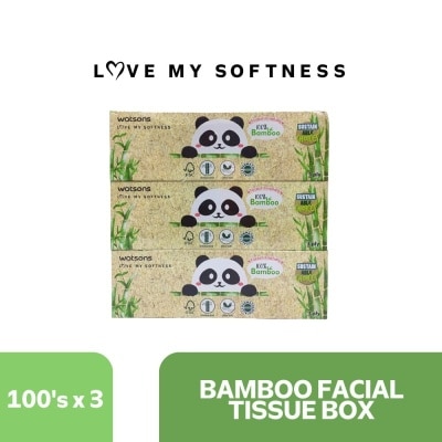 WATSONS Love My Softness Bamboo Facial Tissue Box 3ply 100s x 3 box