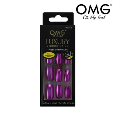 OMG Luxury Mirror Nails Finger Round DD006 Red Purple