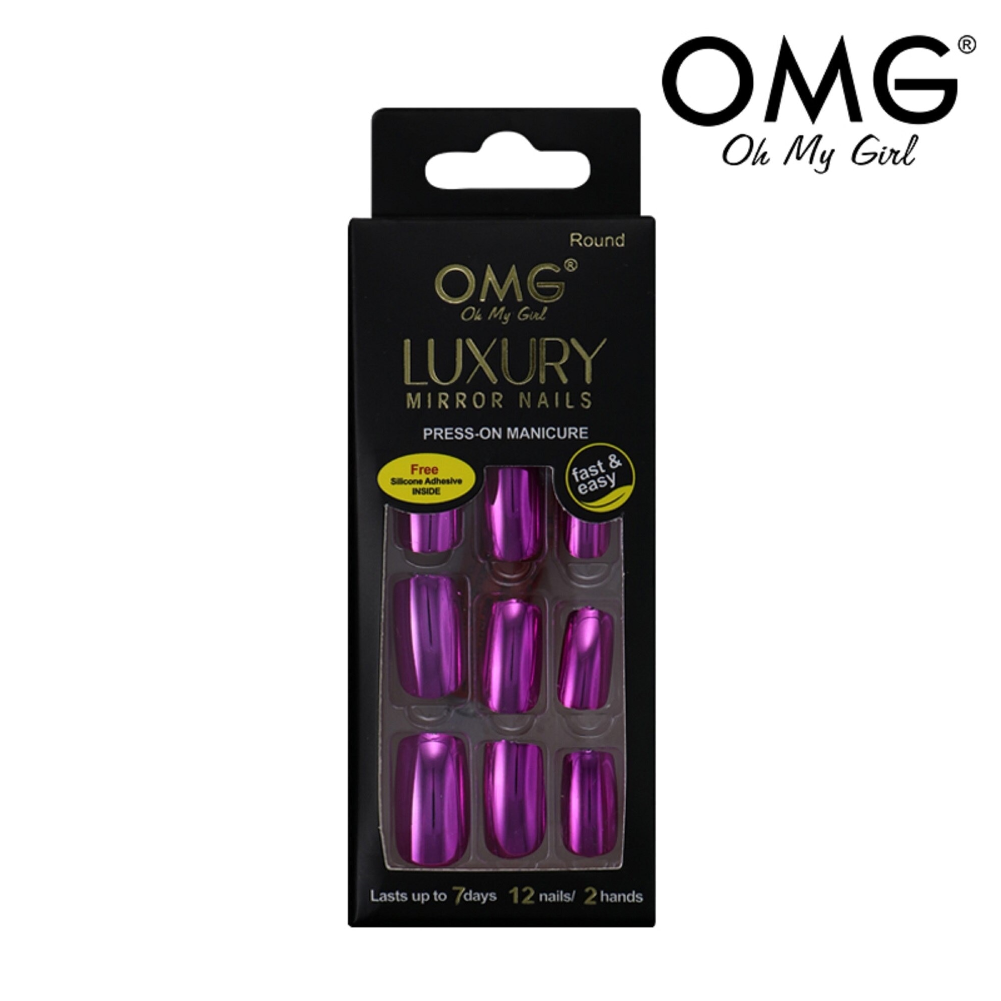 Luxury Mirror Nails Finger Round DD006 Red Purple