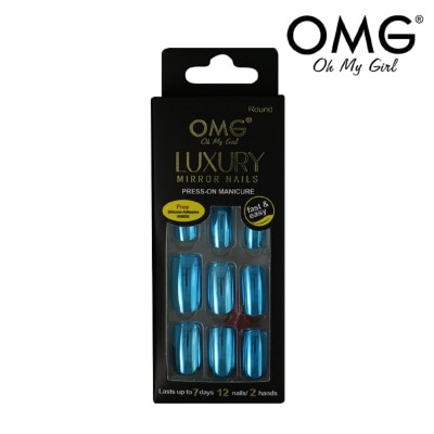 OMG Luxury Mirror Nails Finger Round DD005 Light Blue