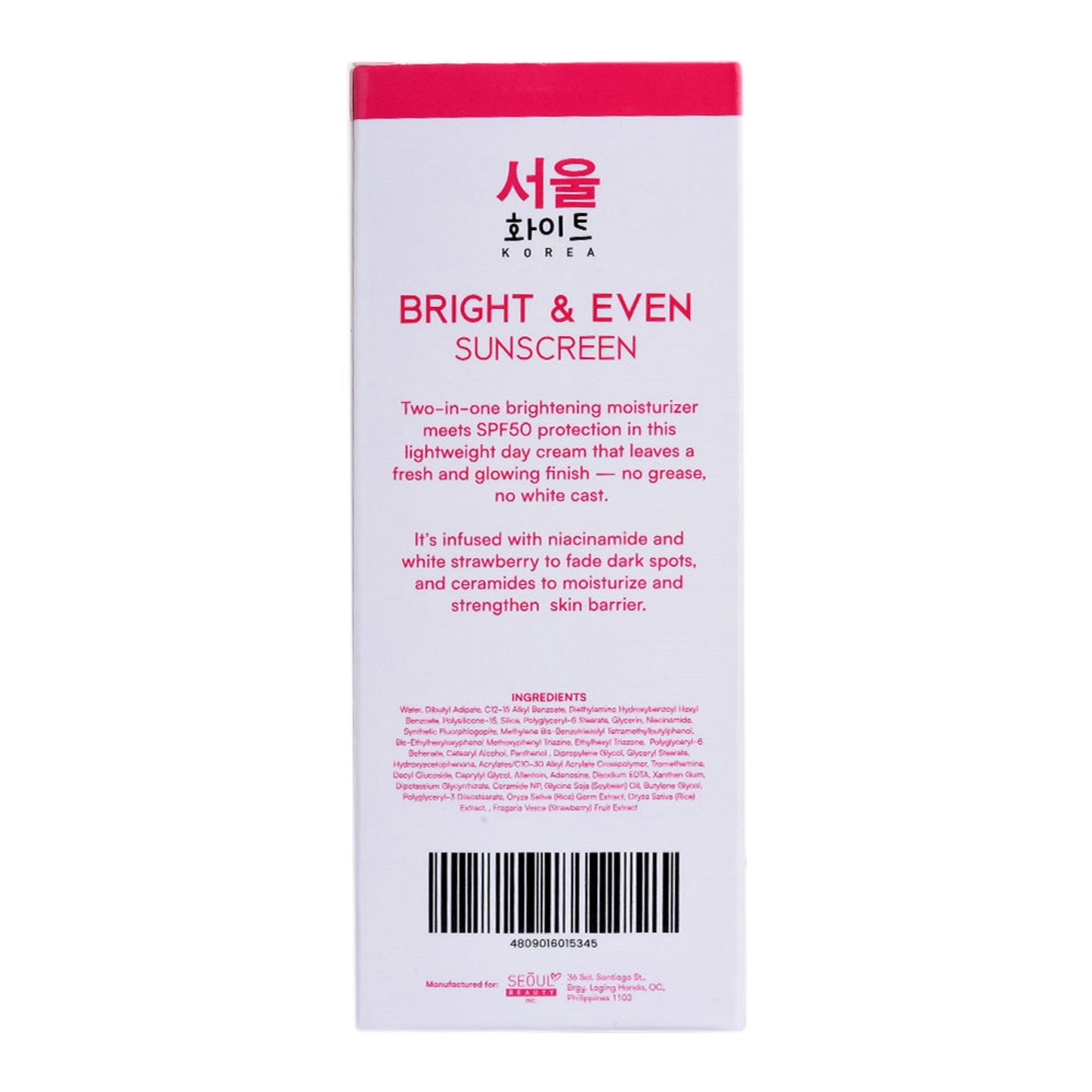 Bright & Even Sunscreen SPF50+ UVA/UVB PA++++ Day Cream 30g