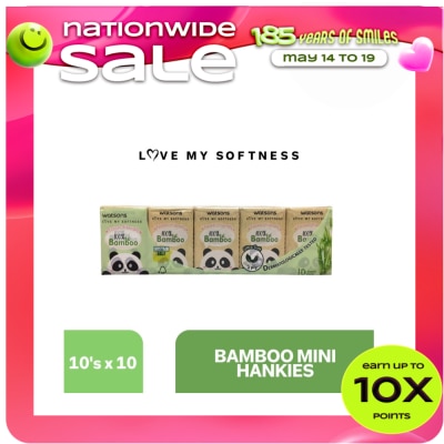 WATSONS - Bamboo Mini Hankies 3ply 10 sheets 10 packs